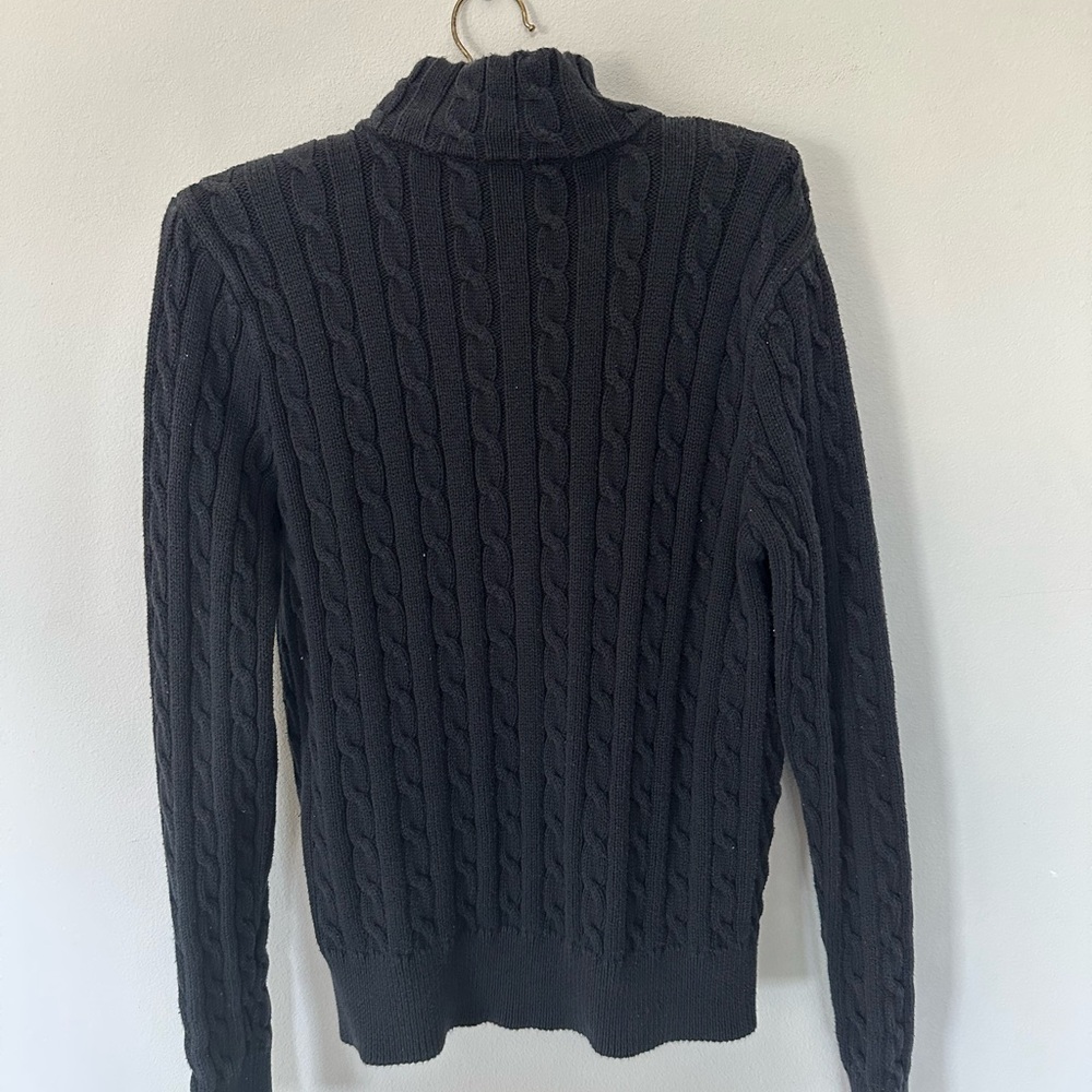 Ralph Lauren Black Zip-Up Cable Knit Sweater - Picture 8 of 9